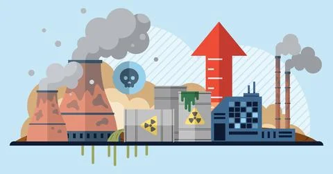 Waste pollution. Social issues, such as poverty and inequality, can exacerbate Stock Illustration