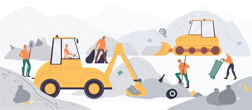 Waste processing garbage sorting recycling industry 스톡 일러스트