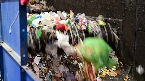 Waste processing plant conveyor, technological, production line Stock Footage 169159158