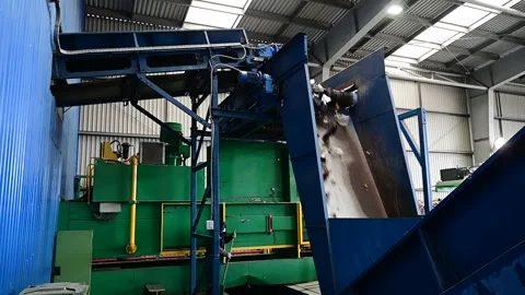 Waste processing plant conveyor, technological, production line Stock Footage 169159423