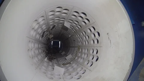 Waste processing plant. Technological process. Sorting barrel. Stock-Footage 101287119