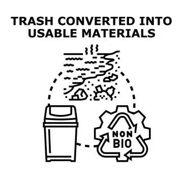 Waste recycling process converting trash into reusable materials Stock Illustration