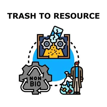 Waste recycling process transforming trash into resources Stock Illustration