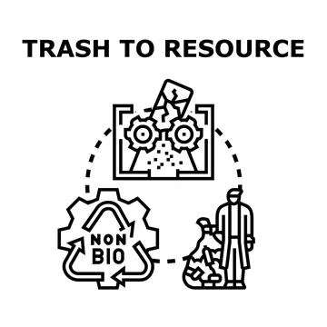 Waste recycling process transforming trash into resources Stock Illustration