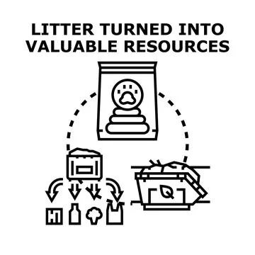 Waste recycling process turning litter into useful resources Stock Illustration