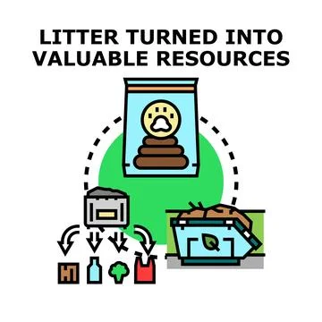 Waste recycling process turning litter into useful resources Stock Illustration