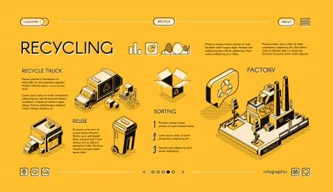 Waste recycling process vector infographics slide Stock Illustration