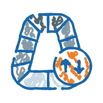 Waste recycling sorting process with arrows symbol Illustrazione stock