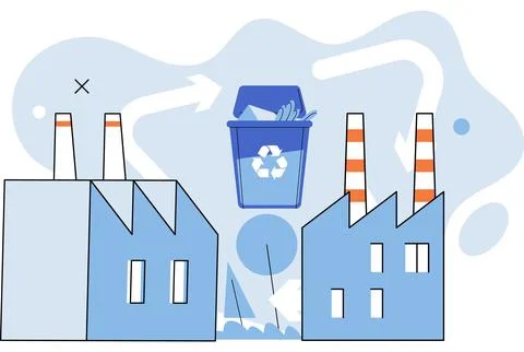 Waste recycling. Vector illustration. Reusing items reduces waste and minimiz Stock Illustration