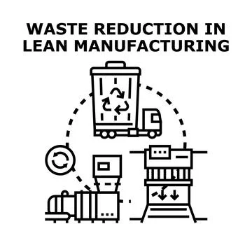 Waste reduction in lean manufacturing process Stock Illustration