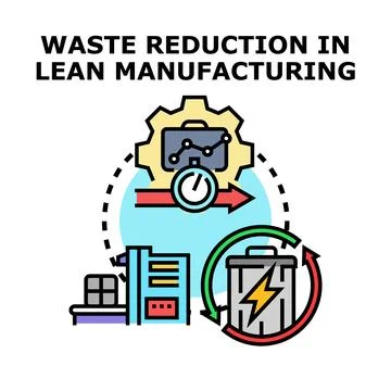 Waste reduction in lean manufacturing process optimizing Stock Illustration