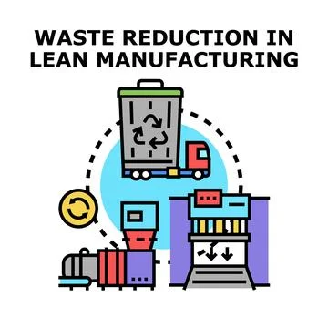 Waste reduction in lean manufacturing process Stock Illustration
