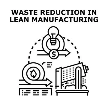 Waste reduction in lean manufacturing process Stock Illustration