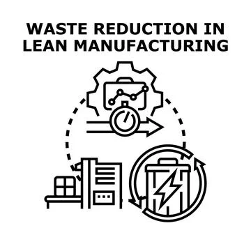 Waste reduction in lean manufacturing process optimizing Ilustração Stock