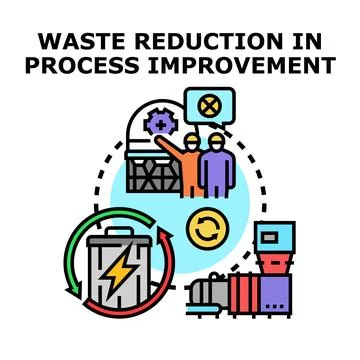 Waste reduction process improvement and optimization concept Stock Illustration