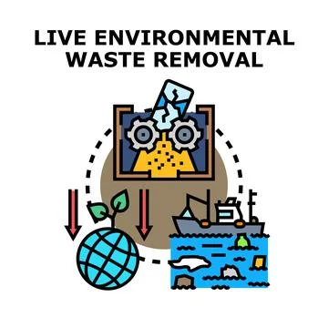 Waste removal processing and environmental pollution cleaning up Stock Illustration