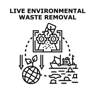 Waste removal processing and environmental pollution cleaning up Stock Illustration