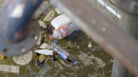 Waste in river 스톡 동영상 105910024