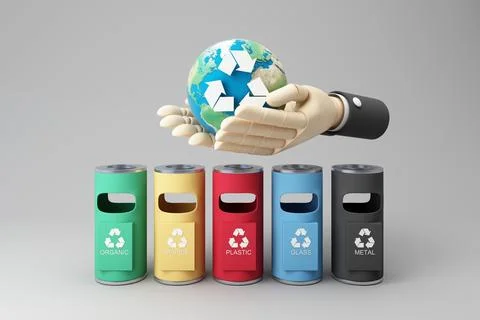 Waste separation concept Classify before discarding to help the world in maki Ilustración de archivo
