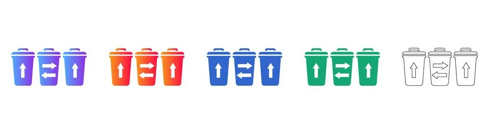 Waste Sorting and Recycling Bin Icons Stock Illustration