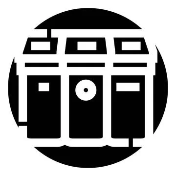 Waste sorting and recycling bins black icon Stock Illustration