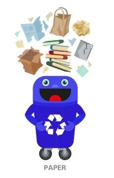 Waste sorting and recycling concept. Color ilustration. Stock Illustration