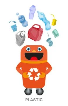 Waste sorting and recycling concept. Color ilustration. Illustrazione stock
