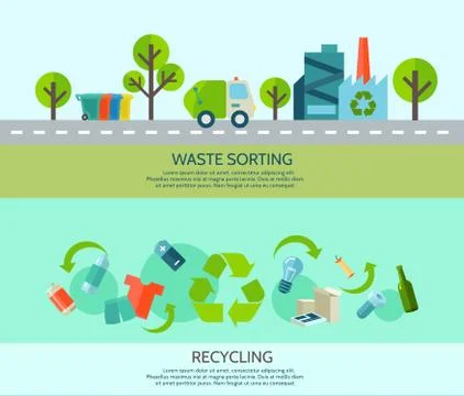 Waste Sorting Banners Set Stock Illustration