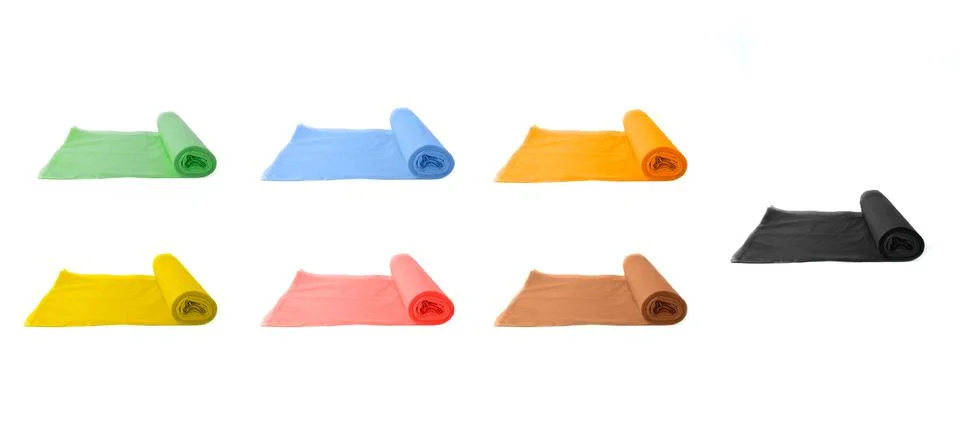 Waste sorting concept, multi-colored garbage bags isolated on a white background Stock Photos