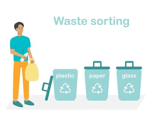 Waste sorting concept vector illustration Stock Illustration