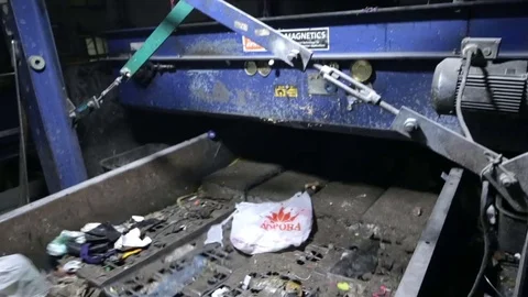Waste sorting. Conveyor for sorting. Recycling waste Stock Footage 70355930