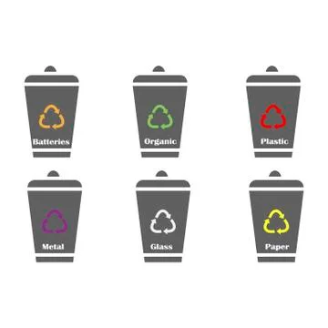 Waste sorting, flat style, vector illustration Stock Illustration
