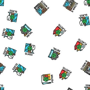 Waste sorting garbage plastic seamless pattern vector Illustrazione stock