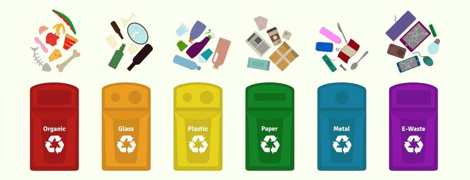 Waste sorting guide. Stock Illustration