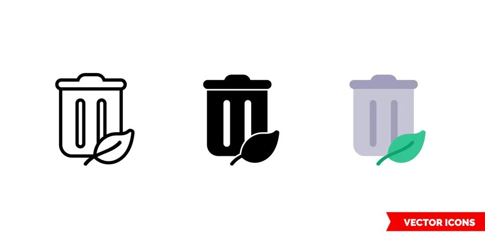 Waste sorting icon of 3 types color, black and white, outline. Isolated vecto Stock Illustration
