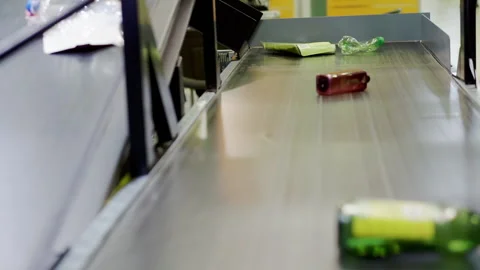 Waste sorting with a mechanical manipulator. Stock Footage 194265378