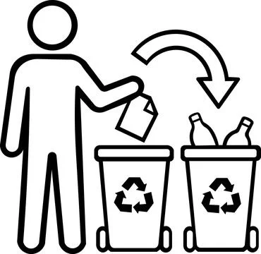 Waste sorting process into eco recycle bins Stock Illustration