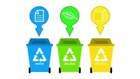 Waste Sorting Recycling Bins Flat Animation Stock Footage 335851461