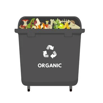 Waste sorting set, Gray dumpster for organics Stock Illustration