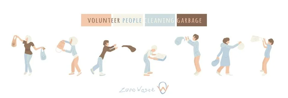 Waste sorting vector illustration with man and woman sorting the waste. Zero  Stock Illustration