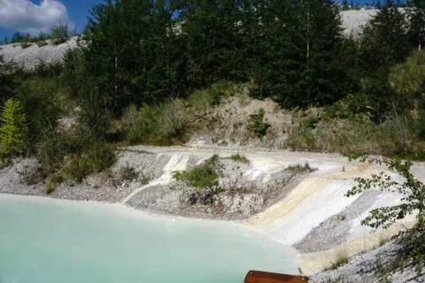 Waste through tubes to the environmental problems of the enterprises for wate Stock Photos