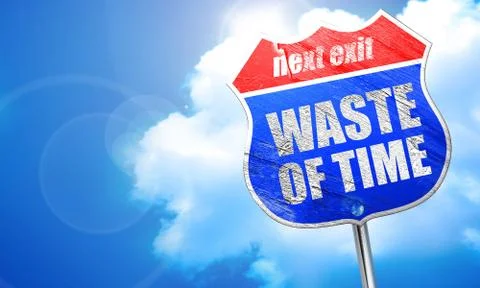 Waste of time, 3D rendering, blue street sign Illustrazione stock