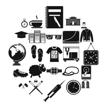 Waste of time icons set, simple style Illustrazione stock