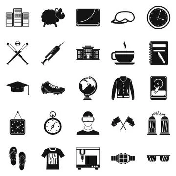 Waste of time icons set, simple style Illustrazione stock