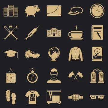 Waste of time icons set, simple style Stock Illustration