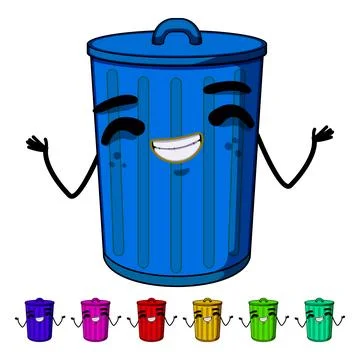 Waste trash bin character cartoon vector graphic Stock Illustration