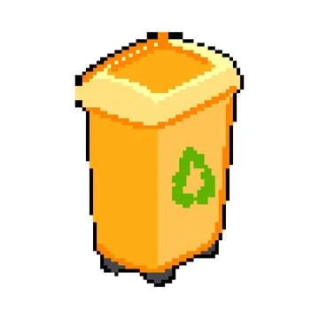 Waste trash bin pixel art vector illustration Stock Illustration