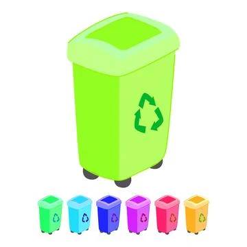 Waste trash bin vector cartoon graphic Stock Illustration