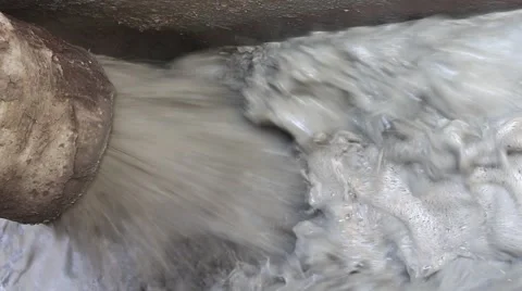 Waste water discharge into the drainage area Stock Footage