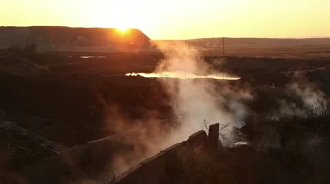 Waste water at sunset. Stock Footage 12507245